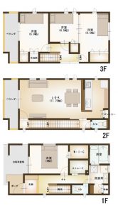 宇品西３丁目の新築一戸建てNo１左の間取り