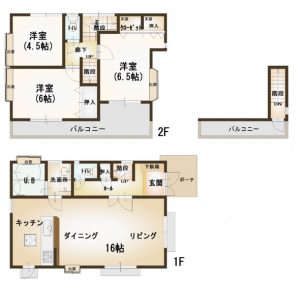 佐方3丁目中古一戸建ての間取りタテ