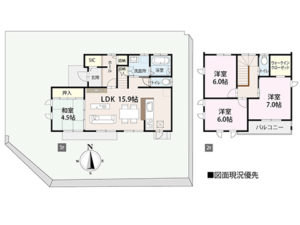 湯来町伏谷中古住宅の間取り図